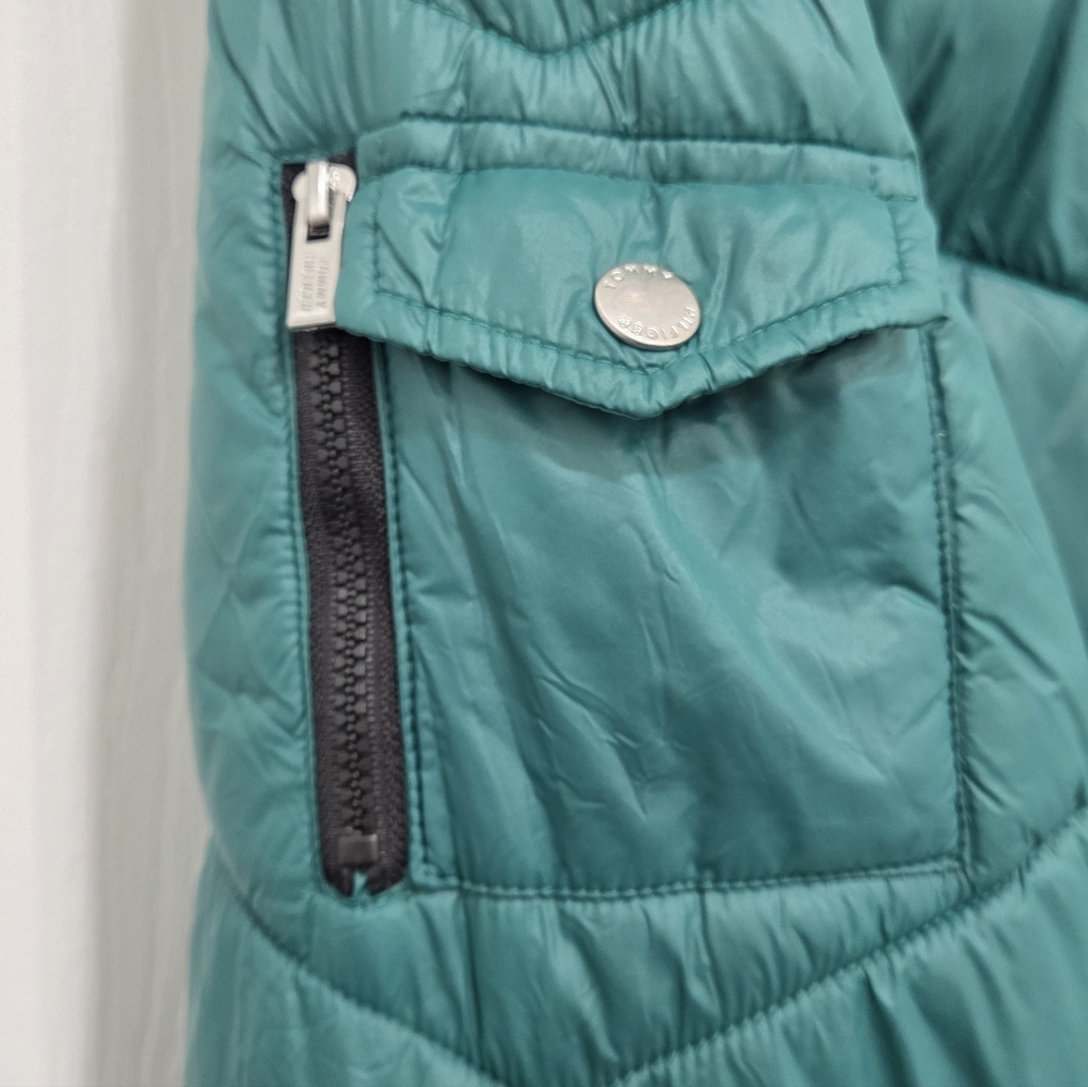 Tommy Hilfiger Green Hooded Puffer Jacket Sz Large - Picture 8 of 16